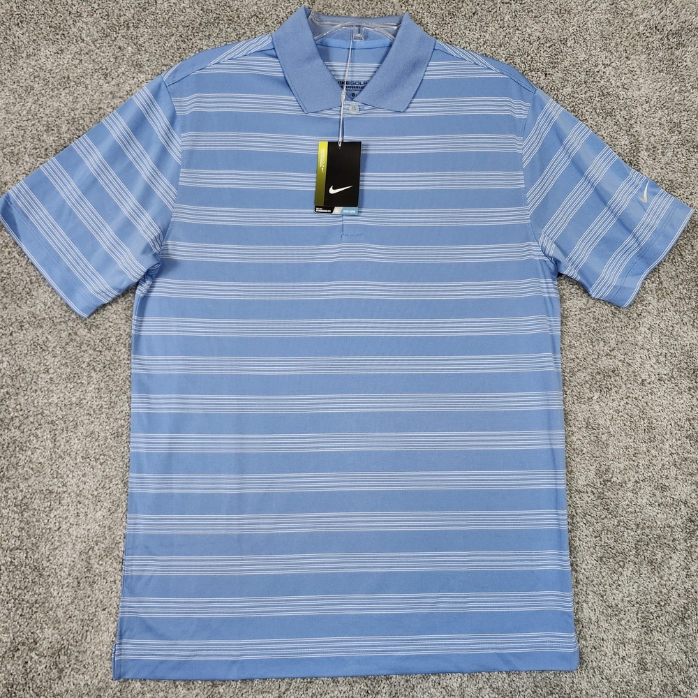 Nike Golf Dri-FIT Polo Shirt Mens Medium Blue Striped Tour Performance Knit